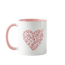 Persoonlijke bloemhart Valentijnsdag koffiemok