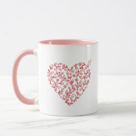 Persoonlijke bloemhart Valentijnsdag koffiemok Mok