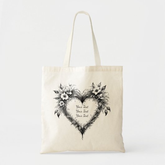 Persoonlijke bloemhartentrouwenstas tote bag (Voorkant)