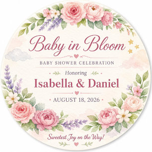 Persoonlijke bloemige baby shower onderzetter