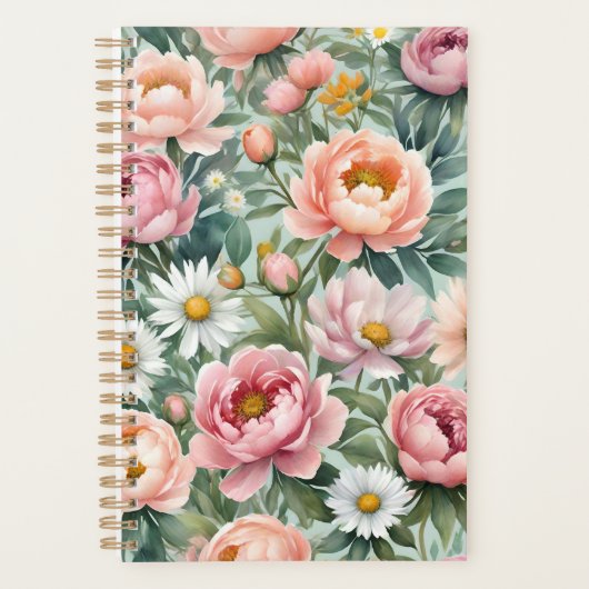 Persoonlijke bloemige behangprint planner (Voorkant)