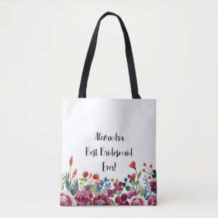 Persoonlijke bloemige 'Beste bruidsmeisje ooit' bo Tote Bag