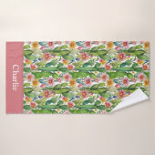 Persoonlijke Bloemige Cactus Badhanddoek (Badhanddoek)