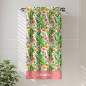 Persoonlijke Bloemige Cactus Badhanddoek