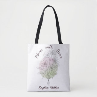 Persoonlijke bloemige Cosmos botanische aangepaste Tote Bag