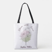 Persoonlijke bloemige Cosmos botanische aangepaste Tote Bag (Achterkant)