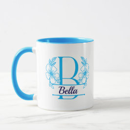 Persoonlijke bloemige monogram letter B mok - Op m