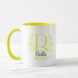 Persoonlijke bloemige monogram letter B mok - Op m