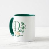 Persoonlijke bloemige monogram letter B mok - op m (Voorkant links)