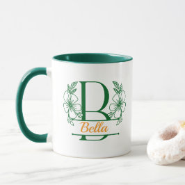 Persoonlijke bloemige monogram letter B mok - op m