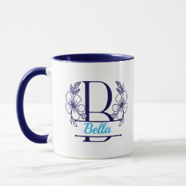 Persoonlijke bloemige monogram letter B mok - op m