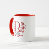 Persoonlijke bloemige monogram letter B mok - op m (Voorkant links)