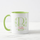 Persoonlijke bloemige monogram letter B mok - Op m (Links)