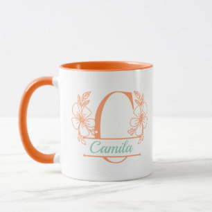 Persoonlijke Bloemige Monogram Letter C Mok - Op M