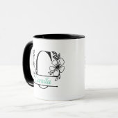 Persoonlijke bloemige monogram letter C mok - Op m (Voorkant links)