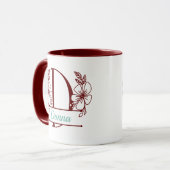 Persoonlijke bloemige monogram letter D mok - Op m (Voorkant links)