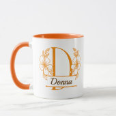 Persoonlijke bloemige monogram letter D mok - op m (Links)