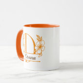 Persoonlijke bloemige monogram letter D mok - op m (Voorkant links)