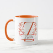 Persoonlijke Bloemige Monogram Letter Z Mok - Op M (Links)