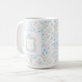 Persoonlijke bloemige monogrammok koffiemok (Voorkant links)