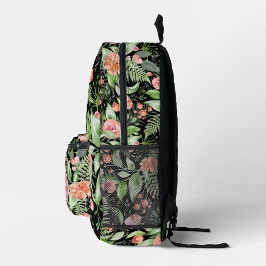 Persoonlijke bloemige oma Moederdag zwart Bedrukte Rugzak (Rechts)