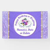 Persoonlijke, bloemige verjaardagsbanner met geluk spandoek (Horizontaal)