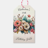 Persoonlijke bloemige verjaardagsfeest cadeautag cadeaulabel (Voorkant)