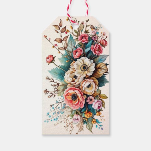 Persoonlijke bloemige verjaardagsfeest cadeautag cadeaulabel (Achterkant)