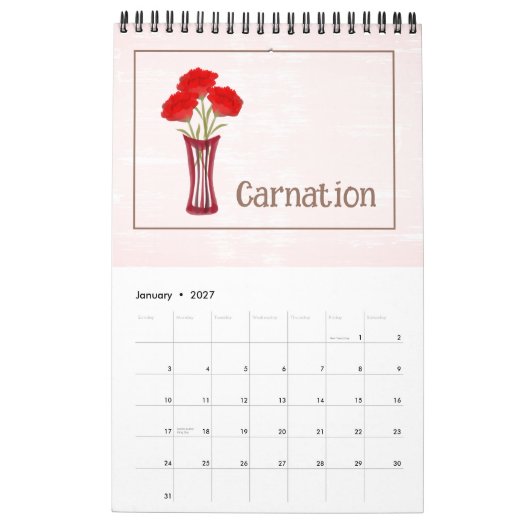 Persoonlijke bloemillustraties kalender (Jan 2027)