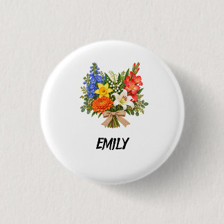 Persoonlijke bloemknop met naam Op maat gemaakte Ronde Button 3,2 Cm