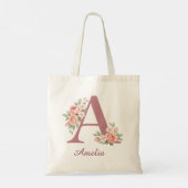 Persoonlijke bloemletter A monogram tas (Achterkant)
