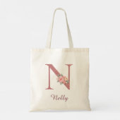 Persoonlijke bloemletter N-monogramtassen Tote Bag (Achterkant)