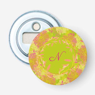 Persoonlijke bloemmotief button flesopener