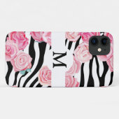 Persoonlijke bloemprint met zwart-wit dierenprint Case-Mate iPhone case (Achterkant (horizontaal))