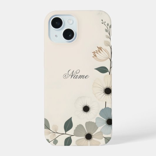 Persoonlijke Bloemrand iPhone 15 Case (Achterkant)