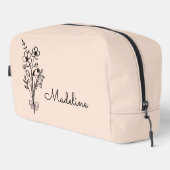 Persoonlijke bloemrijke bruidsmeisje licht perzik toilettasje (Rechterhoek)