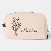 Persoonlijke bloemrijke bruidsmeisjes lichtperzik toilettasje (Voorkant)