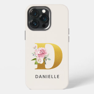 Persoonlijke bloemrijke initiaal letter D naam iPhone 13 Pro Hoesje