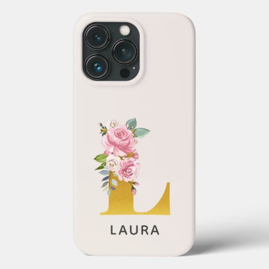 Persoonlijke bloemrijke initiaal letter L naam Case-Mate iPhone Case (Achterkant)