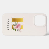 Persoonlijke bloemrijke initiaal letter M naam Case-Mate iPhone Case (Achterkant (horizontaal))