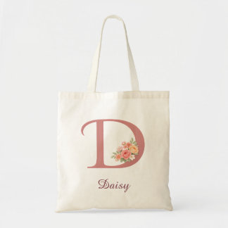 Persoonlijke bloemrijke letter D monogram tas