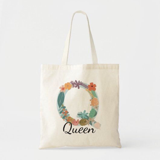 Persoonlijke bloemrijke monogram aangepaste naam b tote bag (Voorkant)