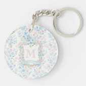 Persoonlijke bloemrijke monogram acryl sleutelhang sleutelhanger (Achterkant)