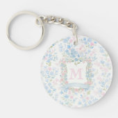 Persoonlijke bloemrijke monogram acryl sleutelhang sleutelhanger (Voorkant)