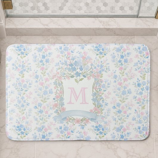 Persoonlijke bloemrijke monogram badmat