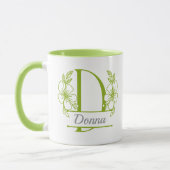 Persoonlijke bloemrijke monogram letter D mok - Op (Links)
