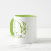 Persoonlijke bloemrijke monogram letter D mok - Op (Voorkant links)