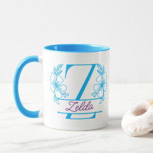 Persoonlijke Bloemrijke Monogram Letter Z Mok - Op