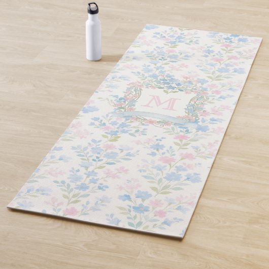 Persoonlijke bloemrijke monogram yogamat (In situ)