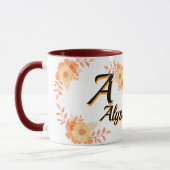 Persoonlijke bloemrijke monogrammok - Aangepaste n Mok (Links)